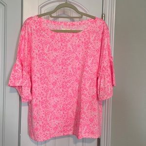 Lilly Pulitzer Ziva top in pink shandy invest a gator print size XL